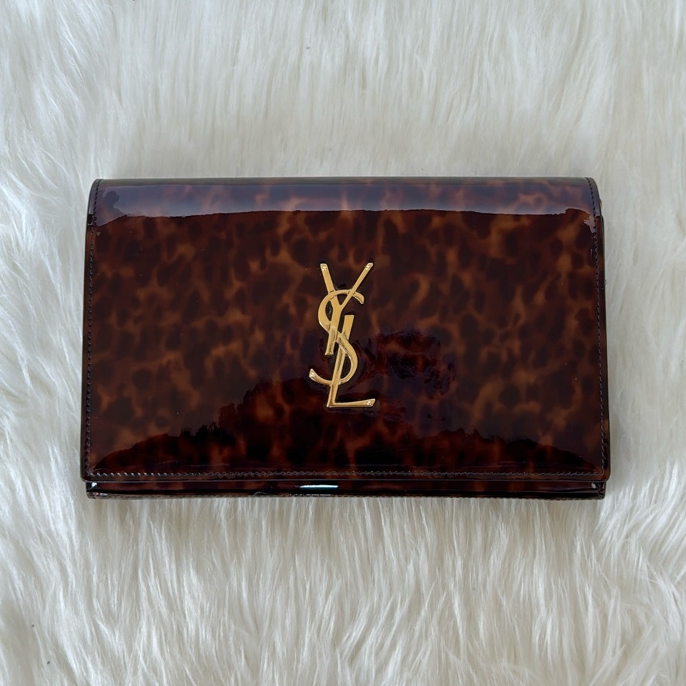 Yves Saint Laurent Patent Leather Tortoise Kate Chain Bag